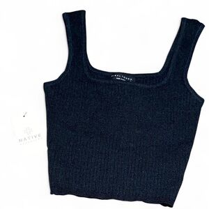 Final Touch Navy Ribbed Crop Tank Top